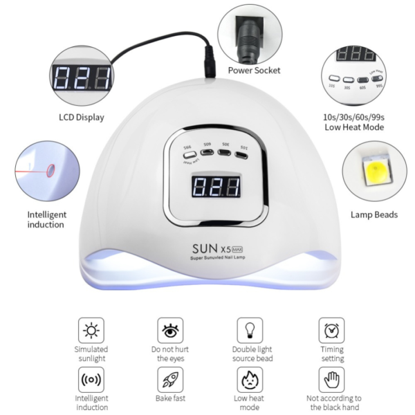 80W SUN Light X5 Plus UV LED Nail Art Dryer Light Lamp Gel Polish Curing AU Plug