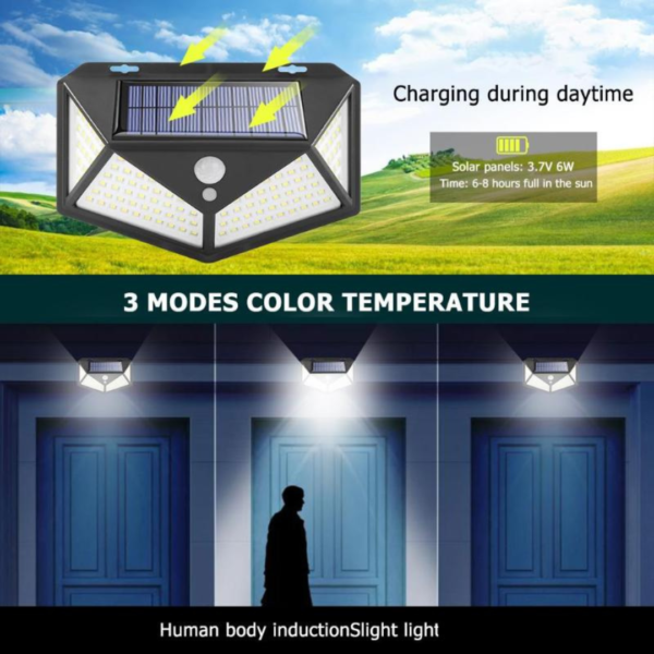 100 LED Solar Power Motion Sensor Light Outdoor Security Garden Waterproof Lamp