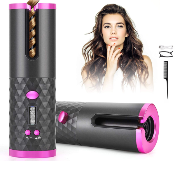 Auto Cordless Rotating Hair Curler Waver Curling Iron Wireless LCD Ceramic