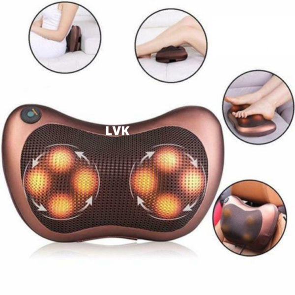 LVK 8 Drives Shiatsu Massager Body Massage Pillow Cushion Neck Knead Car Home