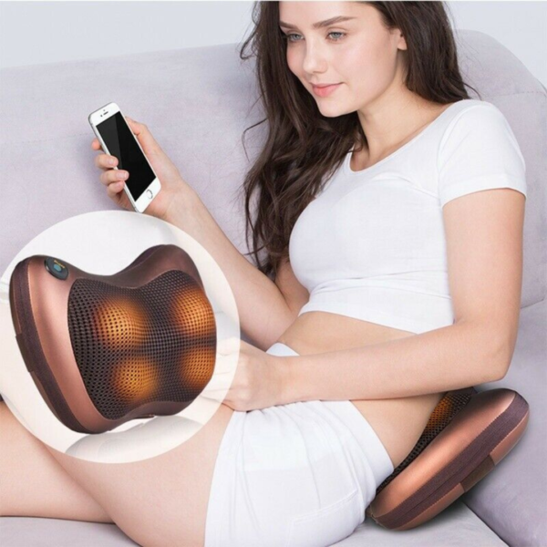 LVK 8 Drives Shiatsu Massager Body Massage Pillow Cushion Neck Knead Car Home