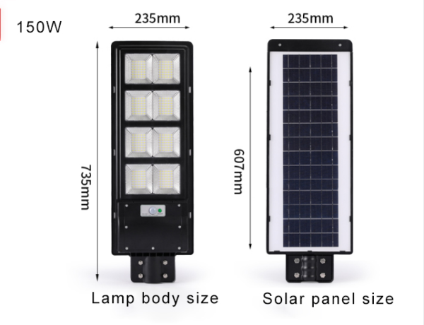 150w Outdoor IP65 Waterproof All- In -One LED Solar Street Light Lamp